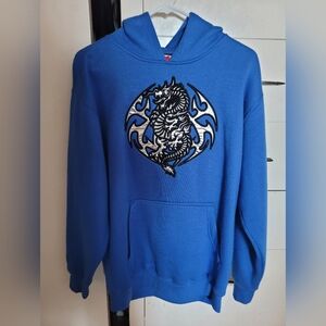 JNCO Blue Crewneck Sweater with Black and Silver Design